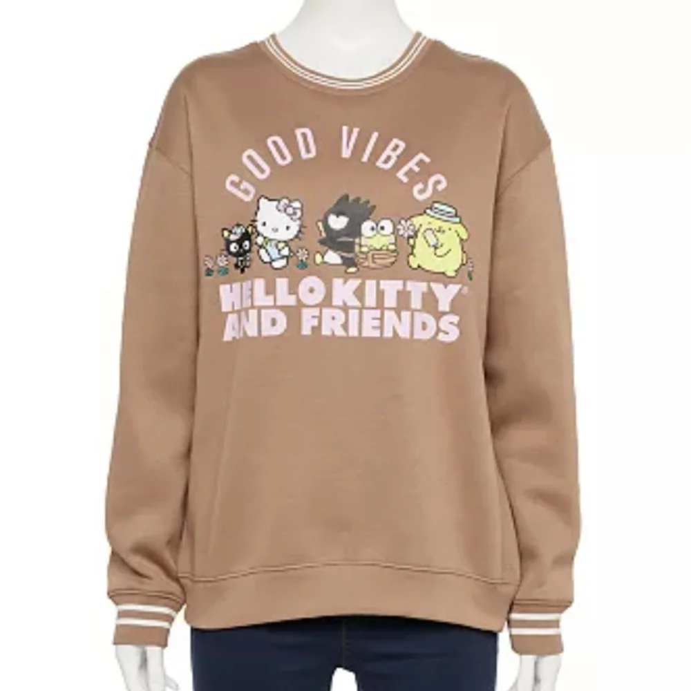 Good Vibes Hello Kitty & Friends Crewneck‎ Junior Sweatshirt Size M Fleece lined - Picture 2 of 3